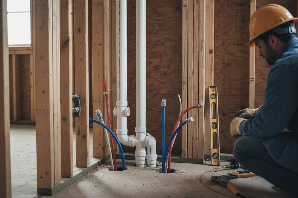 Drain and supply rough-in during Leak Detection in Flint