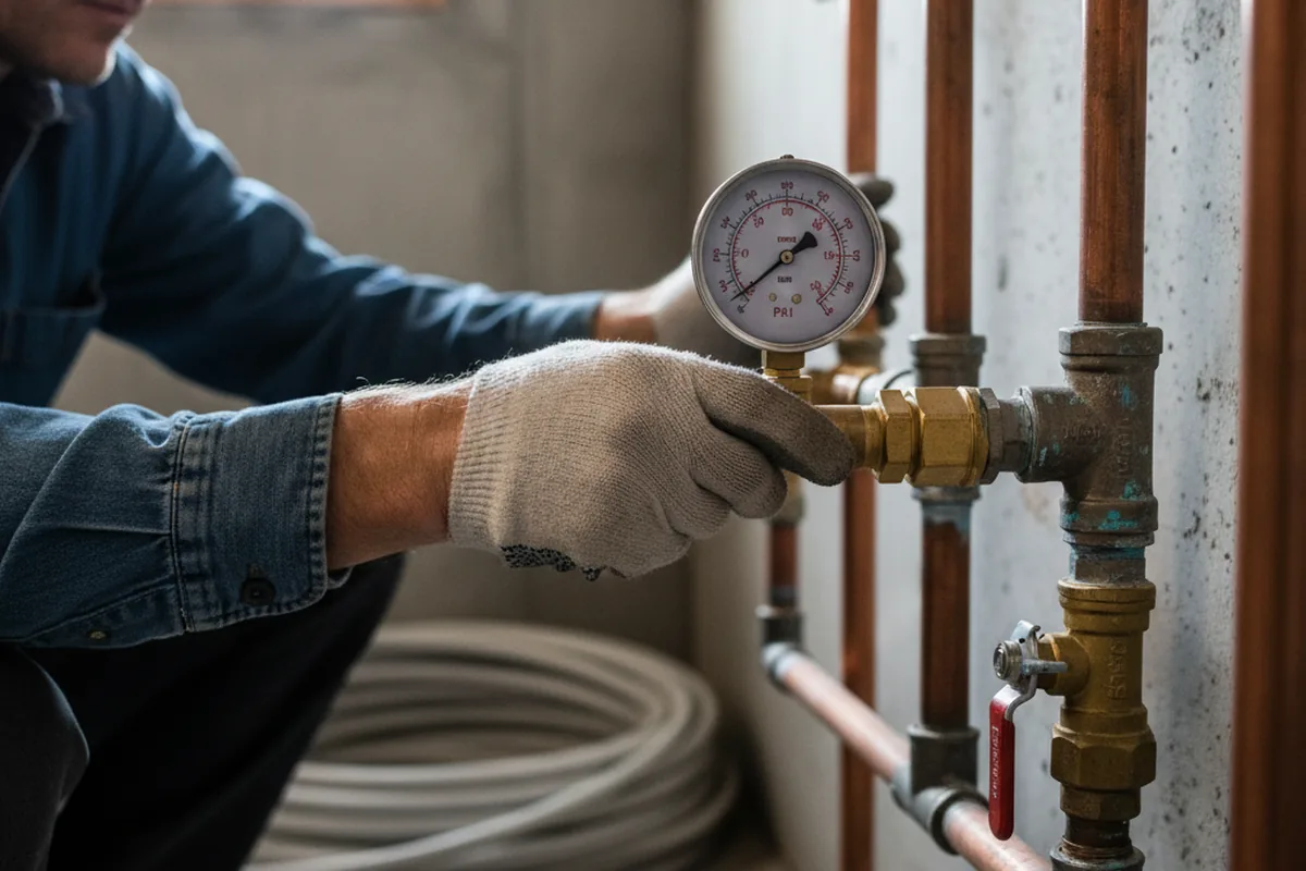 Pressure testing a repaired line during Water Line Repair in Flint
